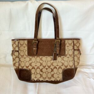 Coach Brown Suede Signature Tote Bag